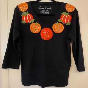 VINTAGE Onque Casuals Halloween beaded and embroidered shirt